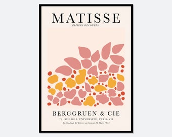 Henri Matisse Cut-Outs Vintage Poster Art Print | Matisse Print, Matisse Poster, Pink Flower Petals, Papers Decoupes, Berggruen Cie #M48