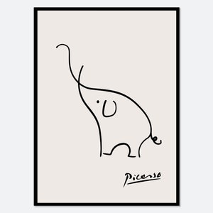 Pablo Picasso Elephant Sketch Line Drawing Art Print | Esquisse l'éléphant, Museum Exhibition Vintage Poster, Animal Serigraph Art #PP39