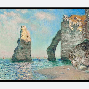 Monet The Cliffs at Etretat 1885 Vintage Exhibition Poster Art Print | Claude Monet Print, Monet Poster, Monet Painting, Famous Art #N32B