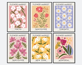 Flower Market Colorful Botanical Art Print Set | Spring Flowers Print, Floral Wall Art, Plants Poster, Colorful Art Print, Gallery Wall Set