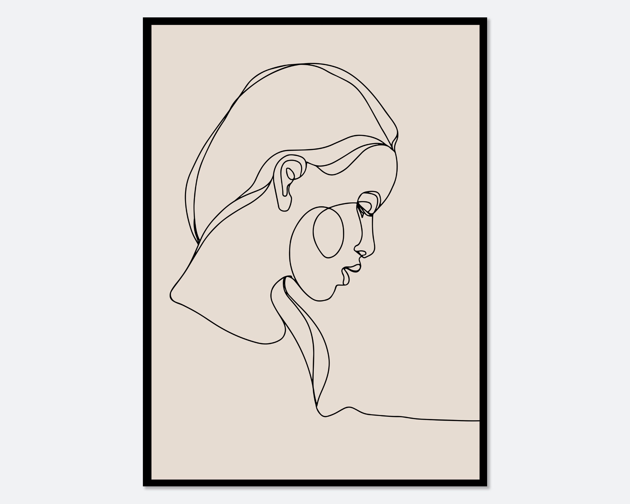 One Line Modern Girl Silhouette Line Art Print | Single Line Figure ...