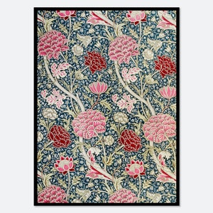 Plakat botaniczny w stylu vintage z motywem kwiatów Craya Williama Morrisa | Kolorowa sztuka, wystawa w Victoria & Albert Art Museum, secesja #W27B