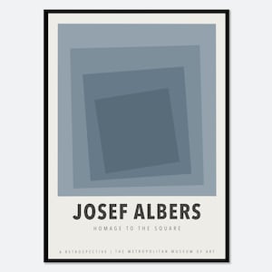 Josef Albers Squares Exhibition Art Print | Mid Century Print, Albers Print, Albers Poster, Grey Poster, Geometric Minimalist Print #JA03