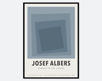 Josef Albers Squares Exhibition Art Print | Mid Century Print, Albers Print, Albers Poster, Grey Poster, Geometric Minimalist Print #JA03