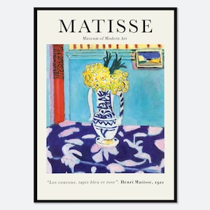 Henri Matisse Les Coucous, Tapis Bleu Et Rose Vintage Poster Art Print | Matisse Print, Matisse Painting, Colorful Museum Exhibition #M18