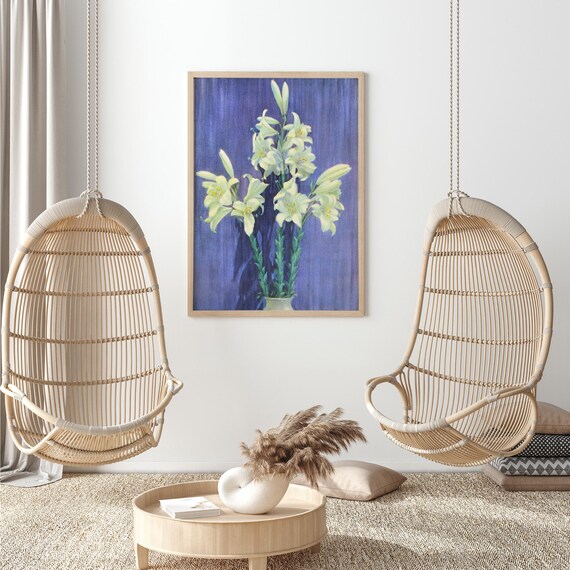 ヴィンテージ マドンナ リリー 静物画 ウォールアートプリント