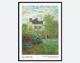 Monet The Artist&#39;s Garden in Argenteuil 1873 Vintage Exhibition Poster Art Print | Claude Monet Print, Monet Poster, Monet Painting #N20