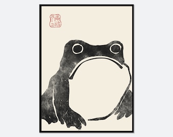 Japanese Frog Matsumoto Hoji Toad Woodblock Art Print | Japanese Art Print, Japanese Poster, Matsumoto Hoji 松本奉時 Frog Exhibition Poster JP01