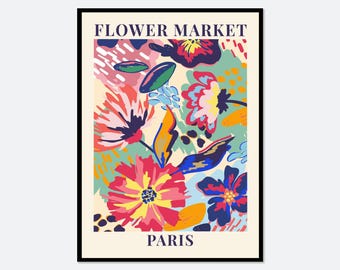 Blumenmarkt Paris – Farbenfroher botanischer Kunstdruck | Frühlingsblumen-Druck, Frühlingsblumen-Kunstdruck, Blumen-Druck, Wildblumen-Druck #FM42