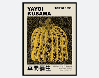 Yayoi Kusama Yellow Dots Pumpkin Poster Art Print | Yayoi Kusama 草間彌生 Abstract Exhibition Poster, Modern Japanese Poster, Japani Art #YY16