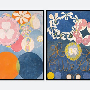 Hilma af Klint Set of 2 The Ten Largest, No. 1, No. 2, Childhood Group IV Vintage Poster Art Print Set | Colorful Abstract Retro Wall Art