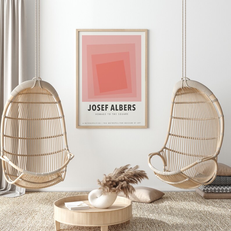 Josef Albers Squares Exhibition Art Print Mid Century Print, Albers Print, Albers Poster, Pink Poster, Geometric Minimalist Print JA01 image 8