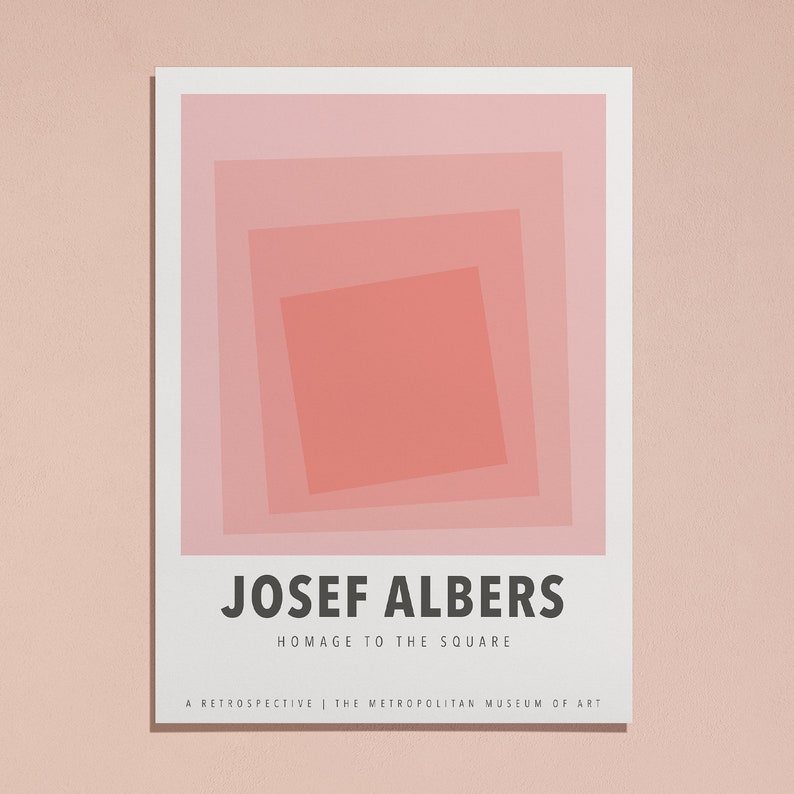Josef Albers Squares Exhibition Art Print Mid Century Print, Albers Print, Albers Poster, Pink Poster, Geometric Minimalist Print JA01 image 5