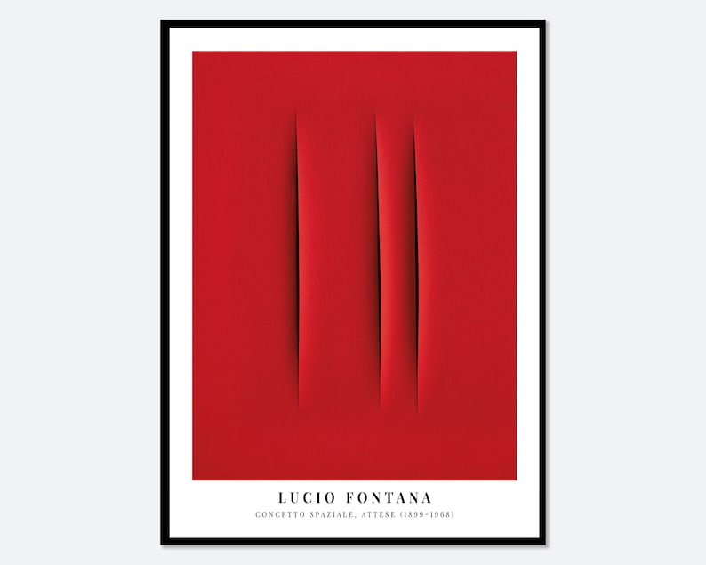 Lucio Fontana Red Cuts Exhibition Poster Concetto Spaziale Spatialism Colorful Art Print Lucio Fontana Print, Lucio Fontana Painting LF03 image 1