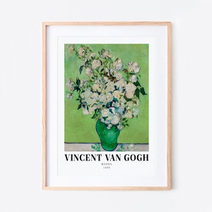 Van Gogh Roses 1890 Vintage Exhibition Poster Art Print Van Gogh Roses Print, Van Gogh Poster, Van Gogh Painting, Colorful flowers V25 image 2