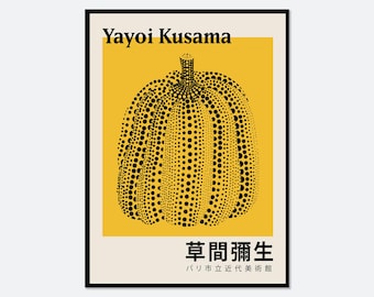 Yayoi Kusama Yellow Dots Pumpkin Poster Art Print | Yayoi Kusama 草間彌生 Abstract Exhibition Poster, Modern Japanese Poster, Japani Art #YY01