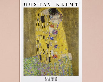 グスタフ・クリムト「接吻」1907-1908年 ヴィンテージ展覧会ポスター