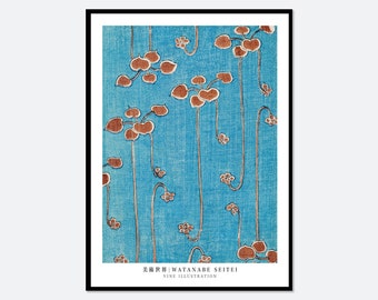 Watanabe Seitei Vine Illustration Bijutsu Sekai Vintage Japanese Woodblock Plants Art Print | Japanese Art, Japanese Poster 渡辺省亭美術世界 #JP15