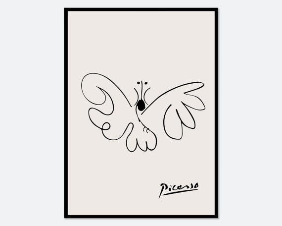 Pablo Picasso Butterfly Sketch Line Drawing Art Print | Esquisse