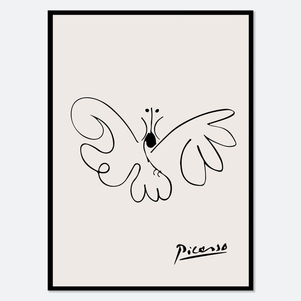 Pablo Picasso Butterfly Sketch Line Drawing Art Print | Esquisse Le Papillon, Museum Exhibition Vintage Poster, Animal Serigraph #PP41