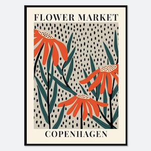 Flower Market Copenhagen Daisies Botanical Art Print | Spring Flowers Print, Spring Floral Art, Wildflowers Print, Colorful Art Print #FM62