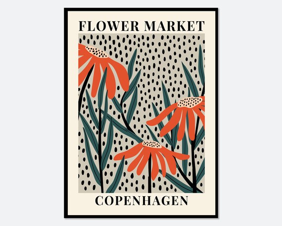 Flower Market Copenhagen Daisies Botanical Art Print | Spring Flowers Print, Spring Floral Art, Wildflowers Print, Colorful Art Print #FM62