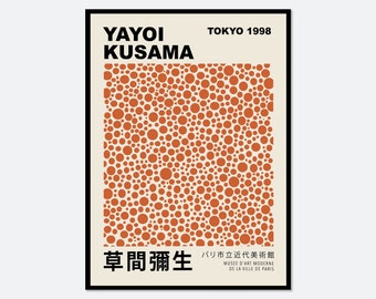 Yayoi Kusama Print, Yayoi Kusama Poster, Orange Dots Art Print, Japanese Art, Japanese Poster, 草間彌生, Exhibition Poster, Colorful Art #YY04