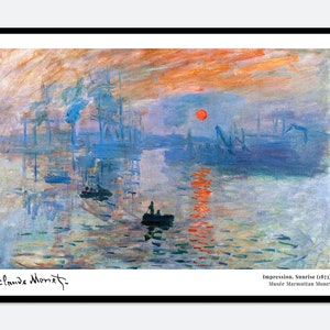 Monet Impression Sunrise 1872 Vintage Exhibition Poster Art Print | Claude Monet Print, Monet Poster, Monet Painting, Famous Art #N26A