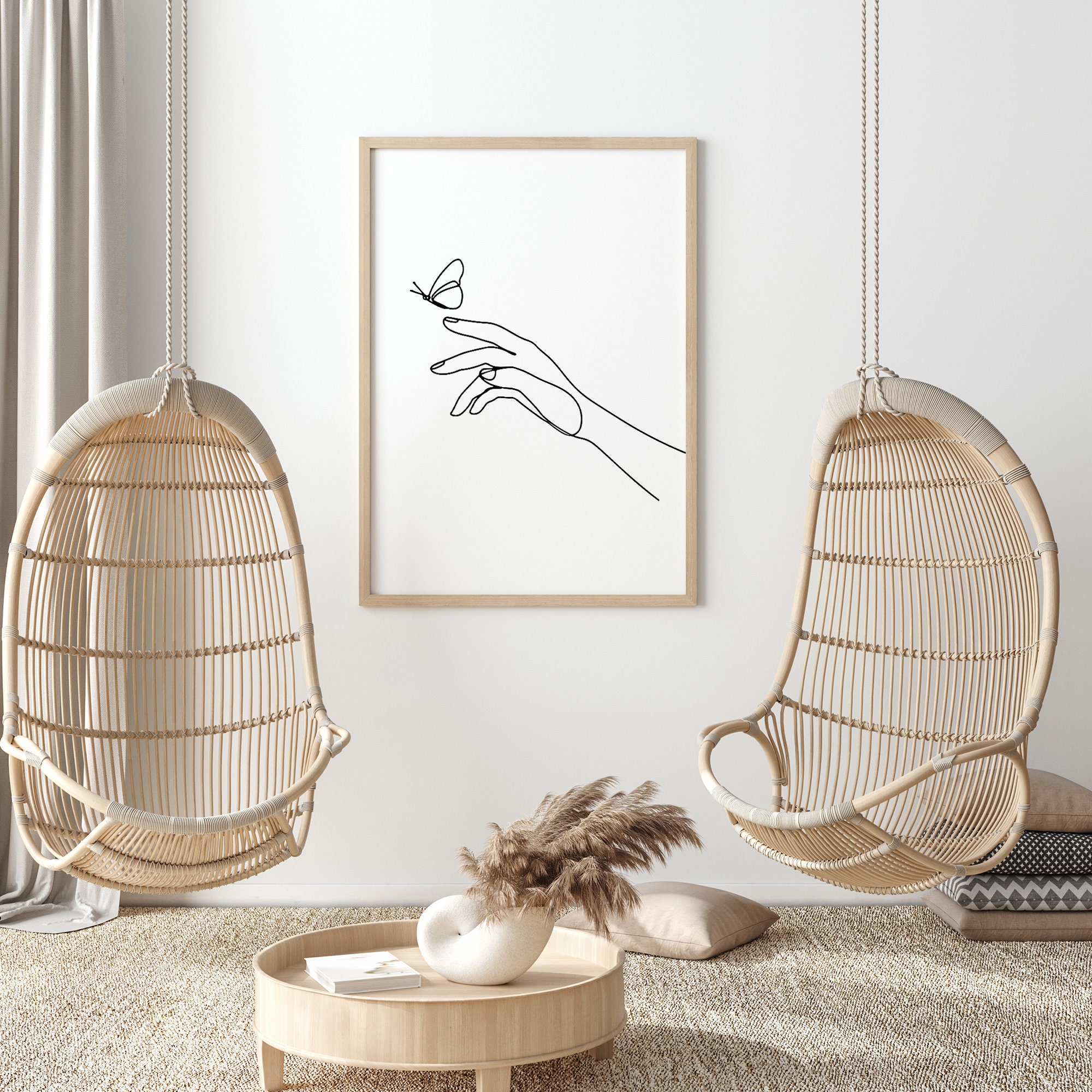 One Line Hand With Butterfly Art Print Single Line Drawing | Etsy