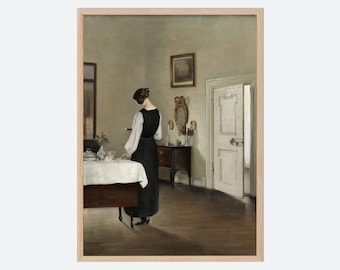 Carl Holsøe In the Dining Room Fine Art Print, Woman Portrait Poster, Danish Interior Painting, Scandinavian Vintage Decor, Neutral Wall Art