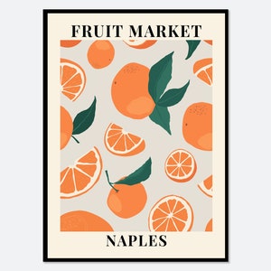 Fruit Market Naples Oranges Botanical Art Print | Spring Citrus Fruit Print, Spring Botanical Art, Flower Market, Colorful Art Print #FM66