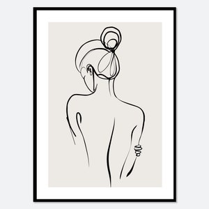 Impresión artística de silueta de chica moderna de una sola línea / Impresión artística de dibujo de figura de una sola línea, Arte lineal minimalista, Arte lineal de mujer, Arte bohemio #LA16