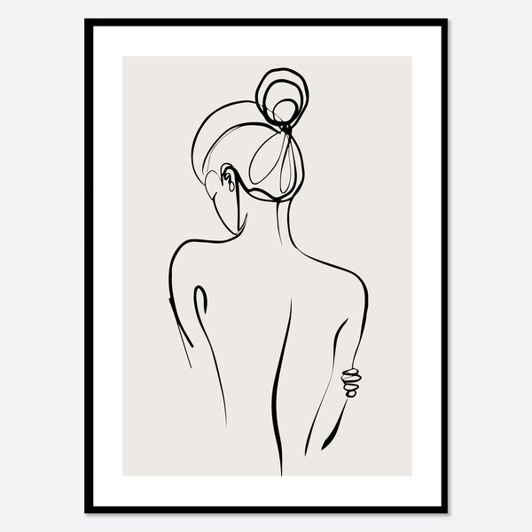 One Line Modern Girl Silhouette Line Art Print | Single Line Figure Drawing Art Print, Minimalist Line Art, Woman Line Art, Boho Art #LA16