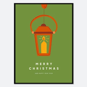 Dekoracja świąteczna Latarnia Bożonarodzeniowa Sztuka Wydruku | Nowoczesna Minimalistyczna Sztuka Bożonarodzeniowa, Kolorowy Plakat Świąteczny, Dekoracja Świateł Bożonarodzeniowych Sztuka Ścienna #XM06