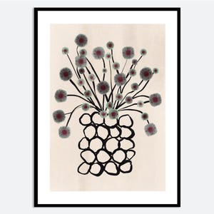 Colorful Flower Branch in Abstract Vase Botanical Wall Art Print | Flowers Poster, Floral Still Life Wall Decor, Abstract Line Art FM128