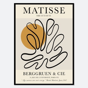 Henri Matisse Cut-Outs Vintage Exhibition Poster Art Print | Botanical Plants Leaves, Berggruen Cie, Boho Wall Decor, Papiers Decoupes #M09