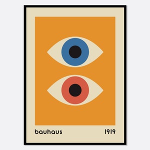 Bauhaus 1919 Geometric Colorful Eyes Art Print | Bauhaus Ausstellung Weimar 1923, Bauhaus Print, Bauhaus Poster, Mid Century Geometric BH37