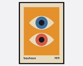Bauhaus 1919 Geometric Colorful Eyes Art Print | Bauhaus Ausstellung Weimar 1923, Bauhaus Print, Bauhaus Poster, Mid Century Geometric BH37