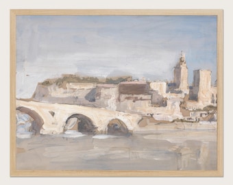 Hercules Brabazon Brabazon Avignon Bridge Fine Art Print, French River Landscape Poster, Vintage European Architecture, Scenic Travel Decor
