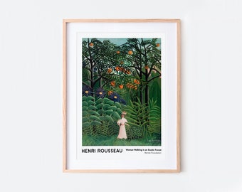 アンリ・ルソー「エキゾチックな森のジャングルを歩く女性