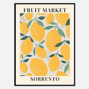 Fruit Market Sorrento Lemons Botanical Art Print | Spring Citrus Fruit Print, Spring Botanical Art, Flower Market, Colorful Art Print #FM65