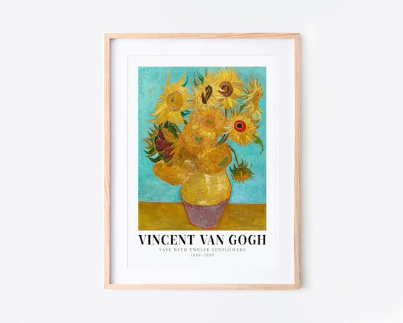 ゴッホの花瓶と12本のひまわり ヴィンテージ展アートプリント | ゴッホ