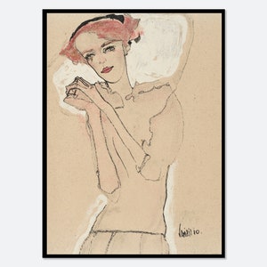 Egon Schiele Portrait of a Woman Vintage Exhibition Poster Art Print | Egon Schiele Print, Egon Schiele Poster, Egon Schiele Painting #ES02