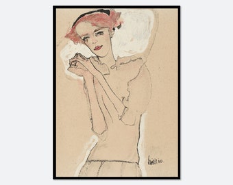 エゴン・シーレ - エディット・シーレの肖像 (1917) - クラシック絵画 