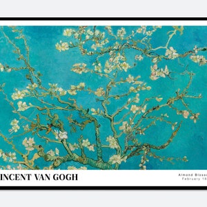 Van Gogh Almond Blossom 1890 Vintage Exhibition Art Print | Van Gogh Print, Van Gogh Poster, Van Gogh Painting, Colorful Flowers Print #V17