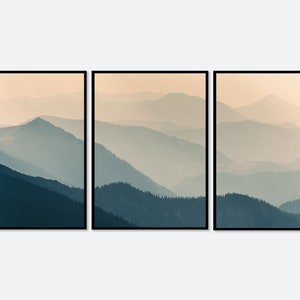 Minimalistisch Berge Wald 3er-Set Fotografie Kunstdruck | Natur Fotografie Landschaft Poster, Skandinavische Wandkunst, Landschaftsposter SP01