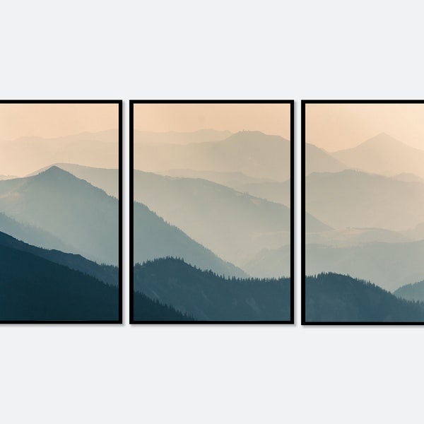 Minimalist Mountains Forest Set of 3 Photography Art Print | Nature Photography Landscape Poster, Scandinavian Wall Art, Scenery Poster SP01