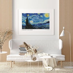 Van Gogh The Starry Night 1889 Vintage Poster Art Print | Colorful Print, Vincent Van Gogh Print, Van Gogh Art, MoMA Exhibition Poster