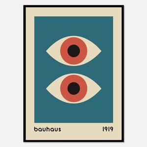 Bauhaus 1919 Geometric Colorful Eyes Art Print | Bauhaus Ausstellung Weimar, Bauhaus Print, Bauhaus Poster, Mid Century Geometric Print BH35