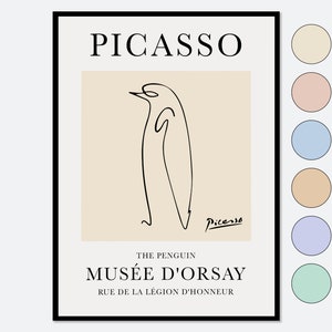 Pablo Picasso Penguin Sketch Line Drawing Art Print | Esquisse Le Pingouin, Museum Exhibition Vintage Poster, Animal Print Serigraph #PP12